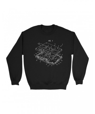 Music Life Sweatshirt | Cassette Diagram Sweatshirt $7.64 Sweatshirts