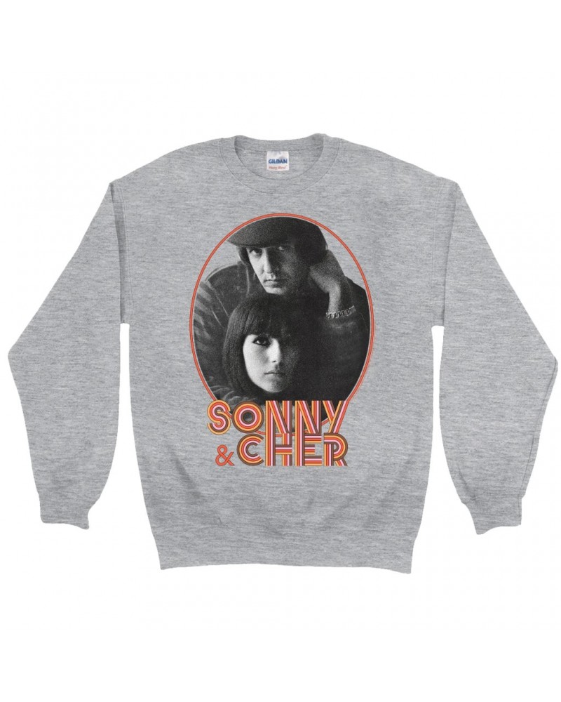 Sonny & Cher Sweatshirt | Caesar And Cleo Photo And Retro Frame Distressed Sweatshirt $10.91 Sweatshirts