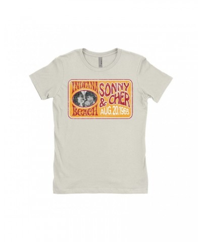 Sonny & Cher Ladies' Boyfriend T-Shirt | Indiana Beach Red And Gold Concert Banner Distressed Shirt $9.86 Shirts