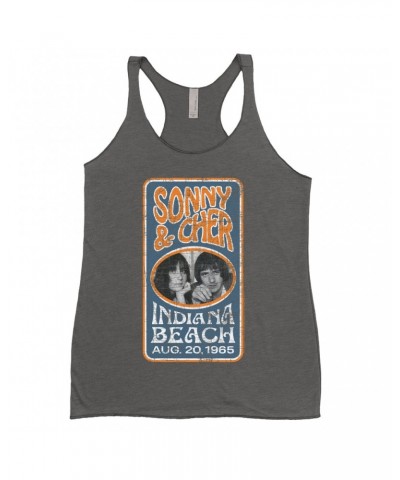 Sonny & Cher Ladies' Tank Top | Indiana Beach Vertical Concert Banner Distressed Shirt $7.78 Shirts