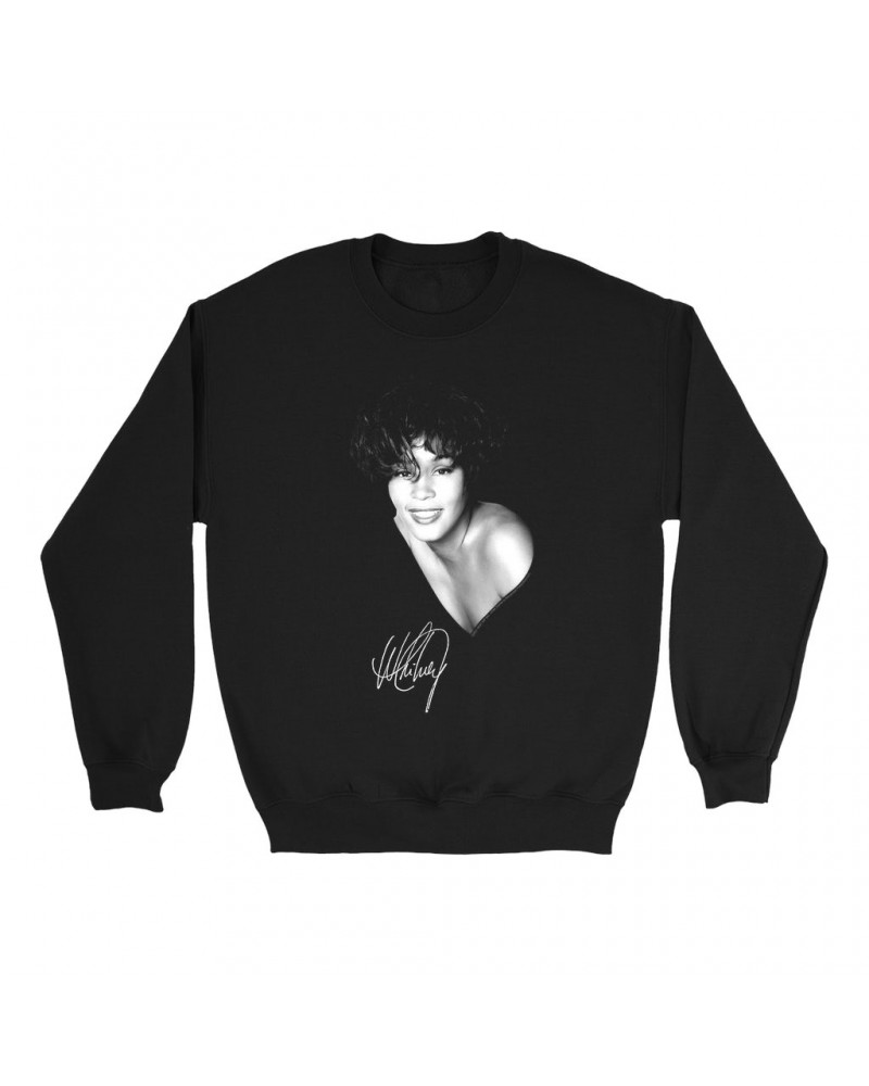 Whitney Houston Sweatshirt | White Whitney Photo And Signature Sweatshirt $9.16 Sweatshirts