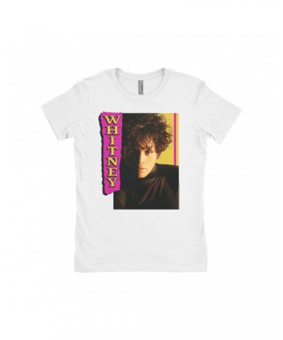 Whitney Houston Ladies' Boyfriend T-Shirt | Whitney Pink And Yellow Image Shirt $11.24 Shirts