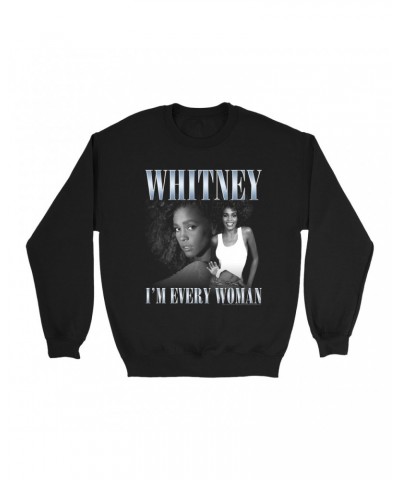 Whitney Houston Sweatshirt | I'm Every Woman Black And White Photo Collage Design Sweatshirt $5.47 Sweatshirts