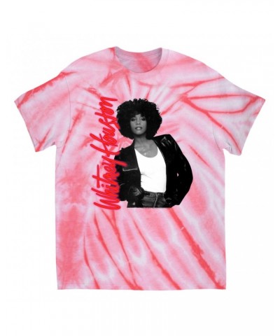 Whitney Houston T-Shirt | Album Photo and Red Neon Logo Tie Dye Shirt $21.94 Shirts