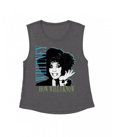 Whitney Houston Ladies' Muscle Tank Top | How Will I Know Negative Design Shirt $6.92 Shirts