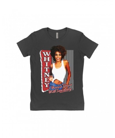 Whitney Houston Ladies' Boyfriend T-Shirt | I Wanna Dance With Somebody Red Design Shirt $9.89 Shirts