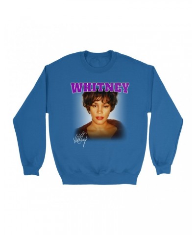 Whitney Houston Sweatshirt | Whitney Close Up And Varsity Purple Logo Sweatshirt $9.44 Sweatshirts