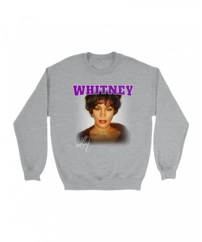 Whitney Houston Sweatshirt | Whitney Close Up And Varsity Purple Logo Sweatshirt $9.44 Sweatshirts