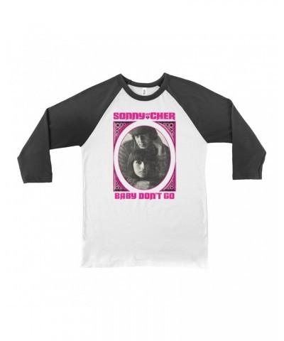 Sonny & Cher 3/4 Sleeve Baseball Tee | Baby Don't Go Pink Frame Image Distressed Shirt $7.79 Shirts