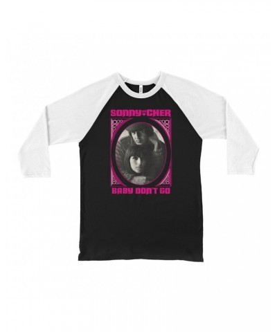 Sonny & Cher 3/4 Sleeve Baseball Tee | Baby Don't Go Pink Frame Image Distressed Shirt $7.79 Shirts