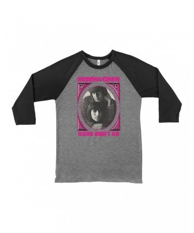 Sonny & Cher 3/4 Sleeve Baseball Tee | Baby Don't Go Pink Frame Image Distressed Shirt $7.79 Shirts