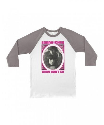 Sonny & Cher 3/4 Sleeve Baseball Tee | Baby Don't Go Pink Frame Image Distressed Shirt $7.79 Shirts