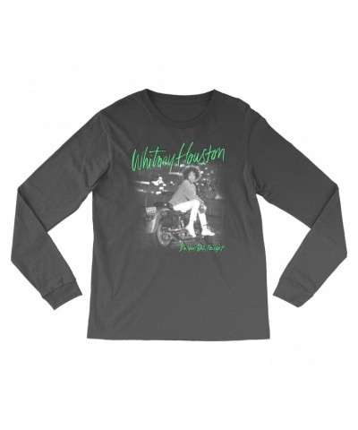 Whitney Houston Long Sleeve Shirt | I'm Your Baby Tonight Album Cover Green Design Shirt $10.28 Shirts